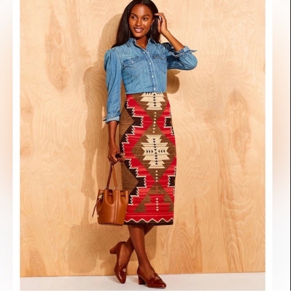 RALPH LAUREN aztec southwestern pattern Knit blanket skirt straight fit 3X - Picture 13 of 13